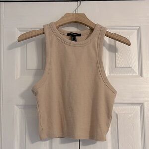 Forever 21 Tan Cream Fitted Crop Tank Top